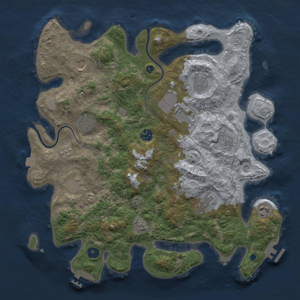Rust Map: Procedural Map, Size: 3900, Seed: 725840, 16 Monuments