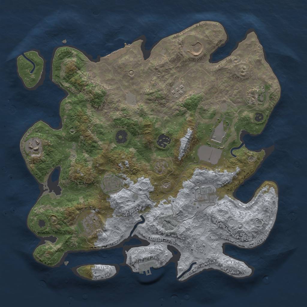 Rust Map: Procedural Map, Size: 3500, Seed: 797085435, 16 Monuments