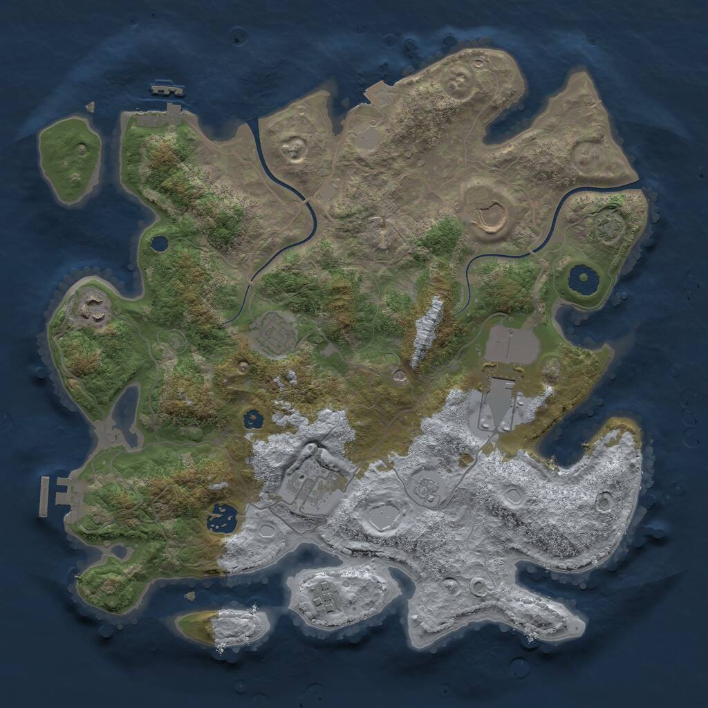 Rust Map: Procedural Map, Size: 3500, Seed: 797085435, 13 Monuments