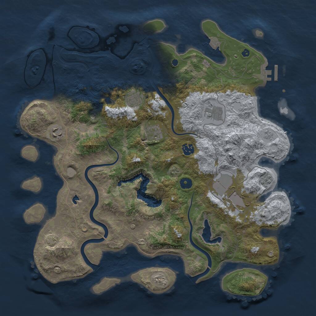 Rust Map: Procedural Map, Size: 4000, Seed: 434758730, 12 Monuments