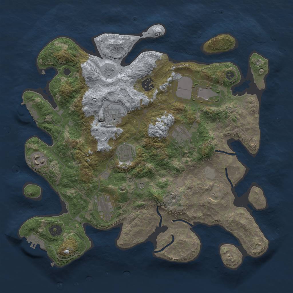 Rust Map: Procedural Map, Size: 3500, Seed: 1054741075, 14 Monuments