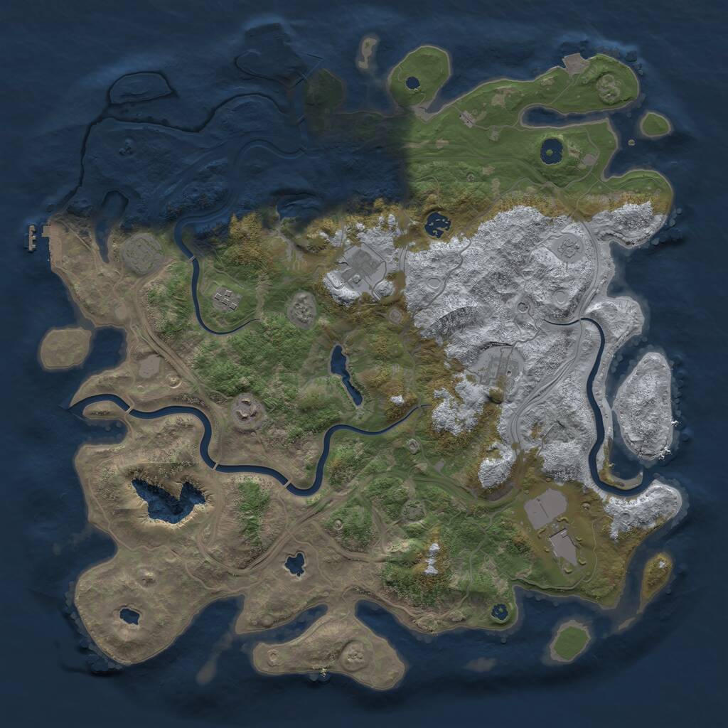 Rust Map: Procedural Map, Size: 4500, Seed: 54969, 13 Monuments