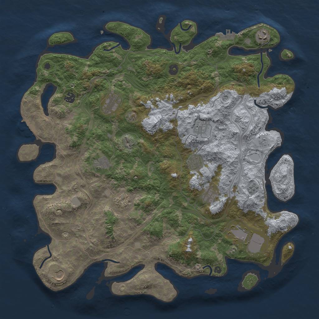 Rust Map: Procedural Map, Size: 4500, Seed: 54969, 18 Monuments