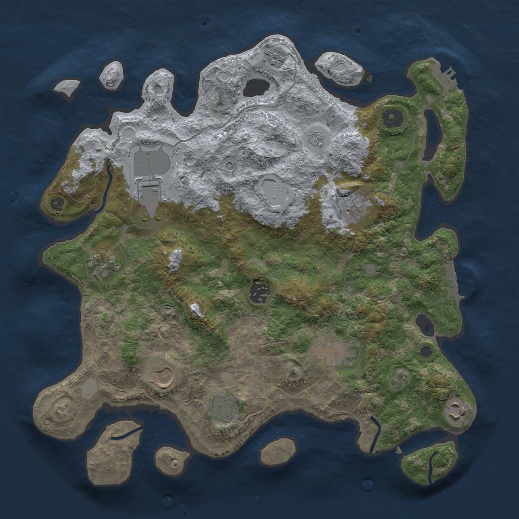Rust Map: Procedural Map, Size: 3800, Seed: 549861, 16 Monuments