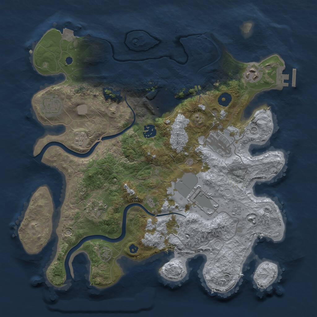 Rust Map: Procedural Map, Size: 3500, Seed: 1876573067, 13 Monuments