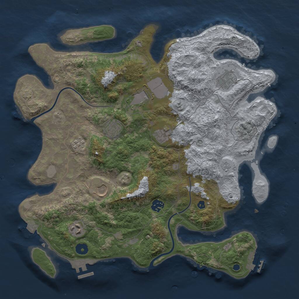 Rust Map: Procedural Map, Size: 3700, Seed: 342786, 14 Monuments