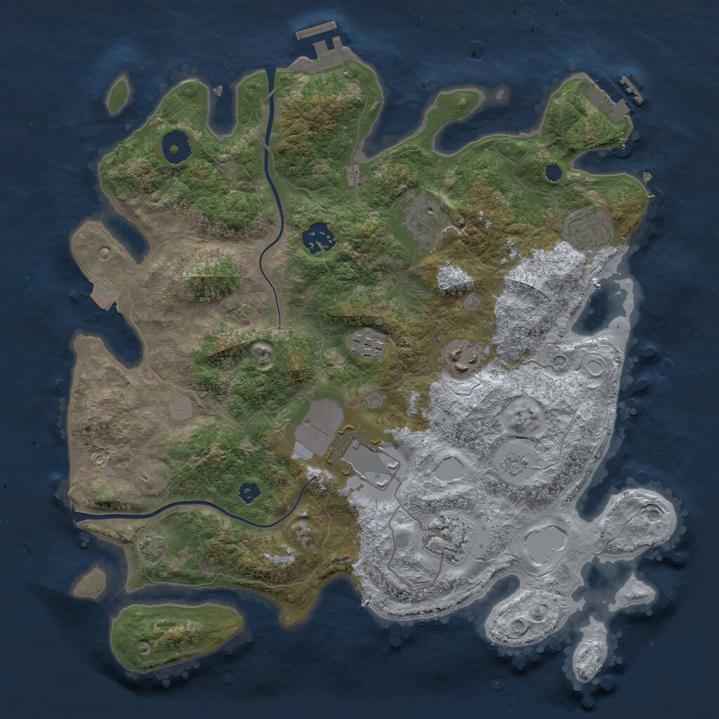 Rust Map: Procedural Map, Size: 3500, Seed: 1501565292, 13 Monuments