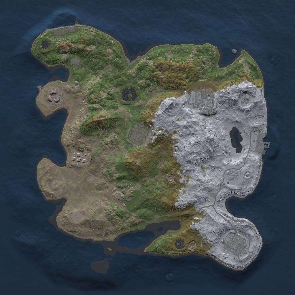 Rust Map: Procedural Map, Size: 3000, Seed: 931164, 13 Monuments