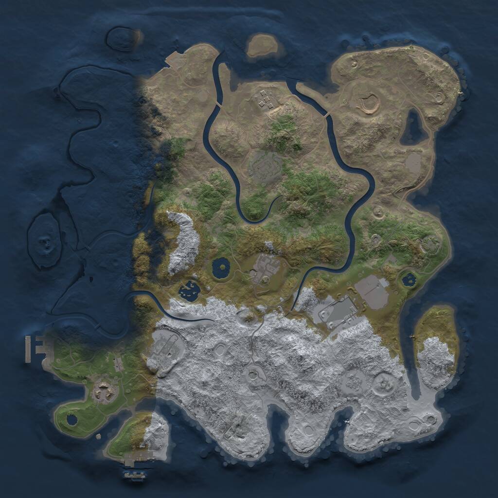 Rust Map: Procedural Map, Size: 3750, Seed: 354360, 14 Monuments