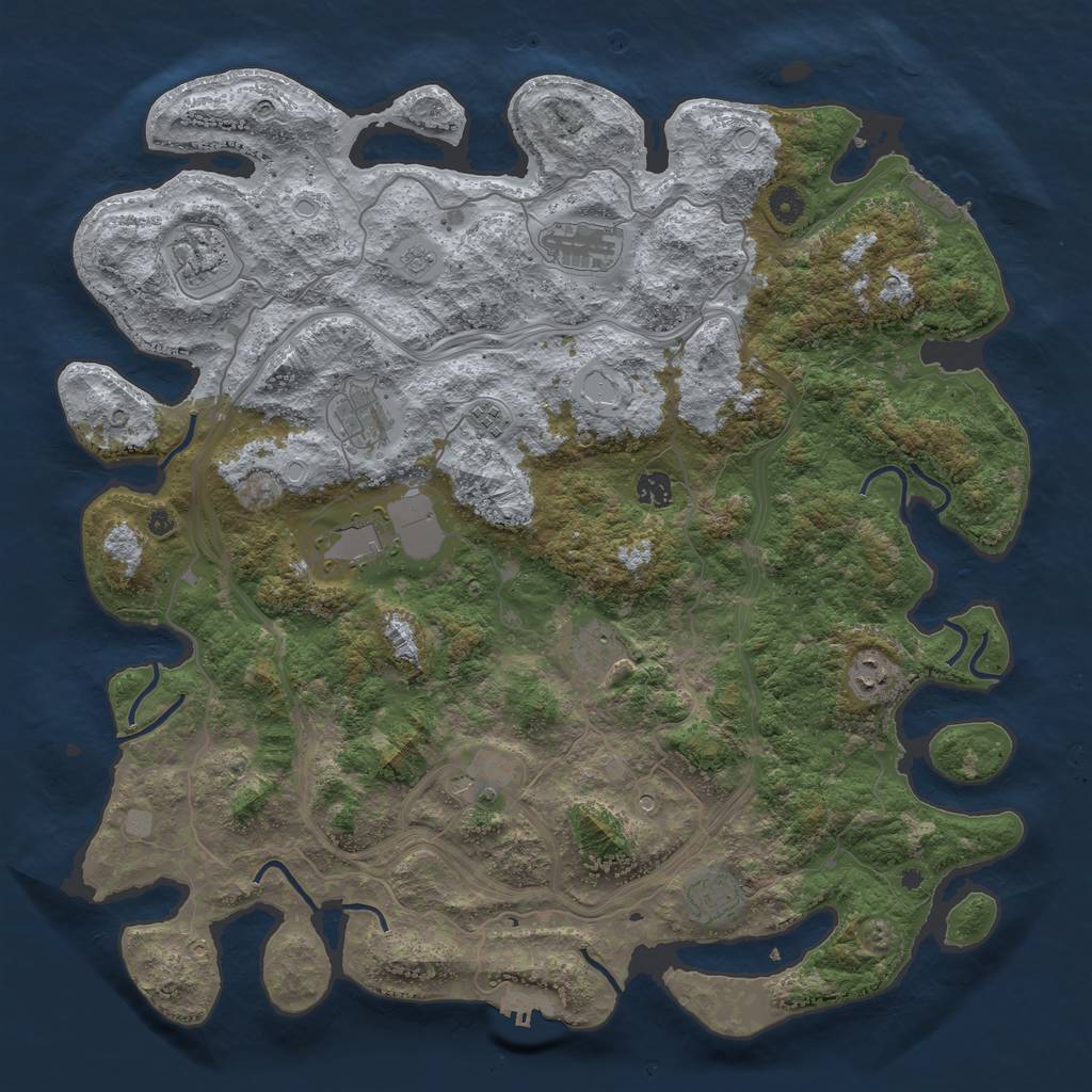 Rust Map: Procedural Map, Size: 4500, Seed: 208125, 17 Monuments