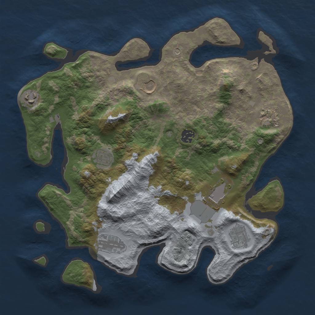 Rust Map: Barren, Size: 3500, Seed: 861900119, 12 Monuments