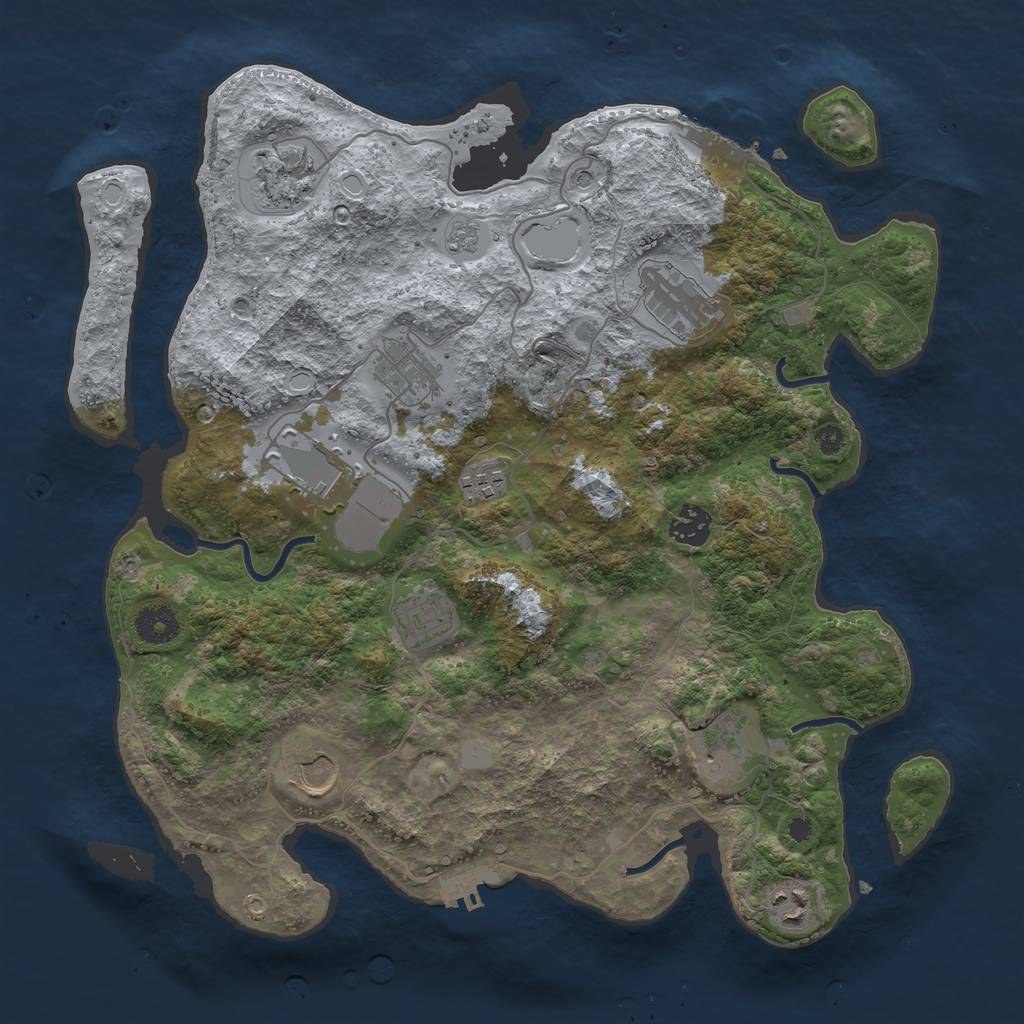 Rust Map: Procedural Map, Size: 3700, Seed: 763688, 17 Monuments