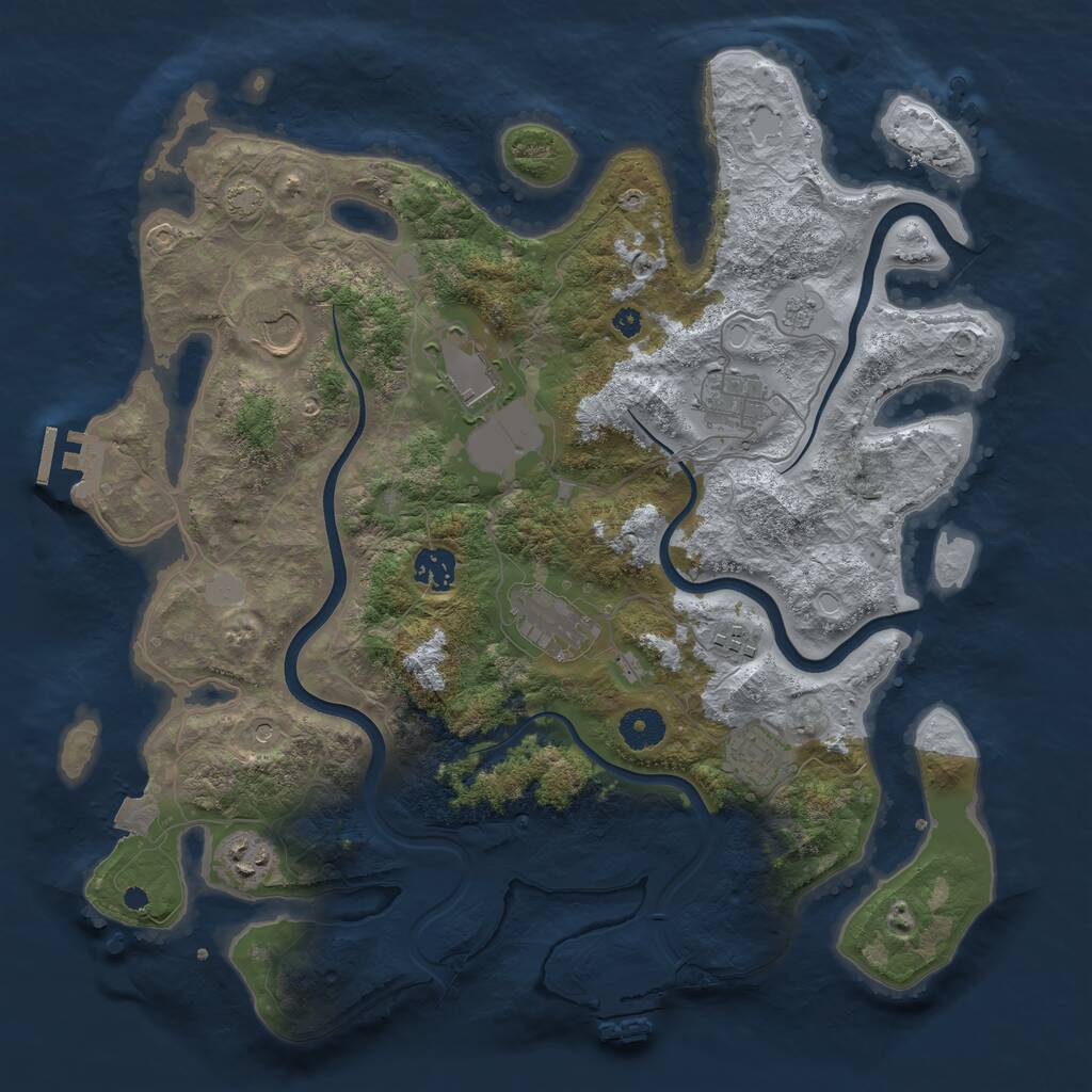 Rust Map: Procedural Map, Size: 3800, Seed: 695930, 14 Monuments