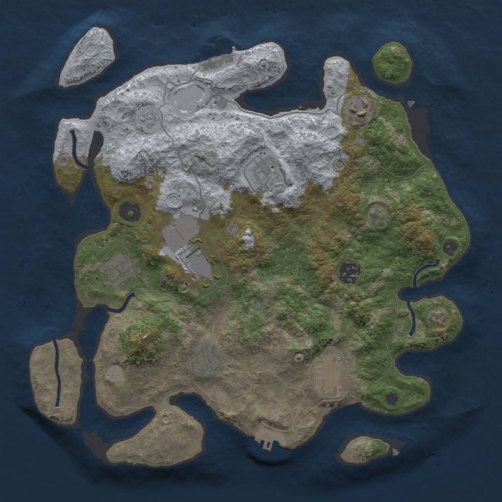 Rust Map: Procedural Map, Size: 3500, Seed: 324577351, 14 Monuments