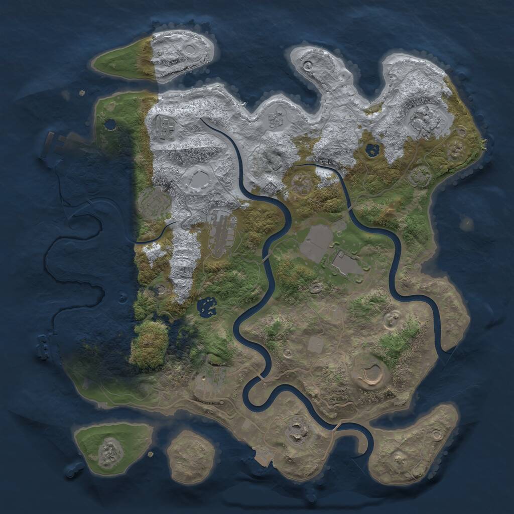 Rust Map: Procedural Map, Size: 3700, Seed: 703142, 15 Monuments