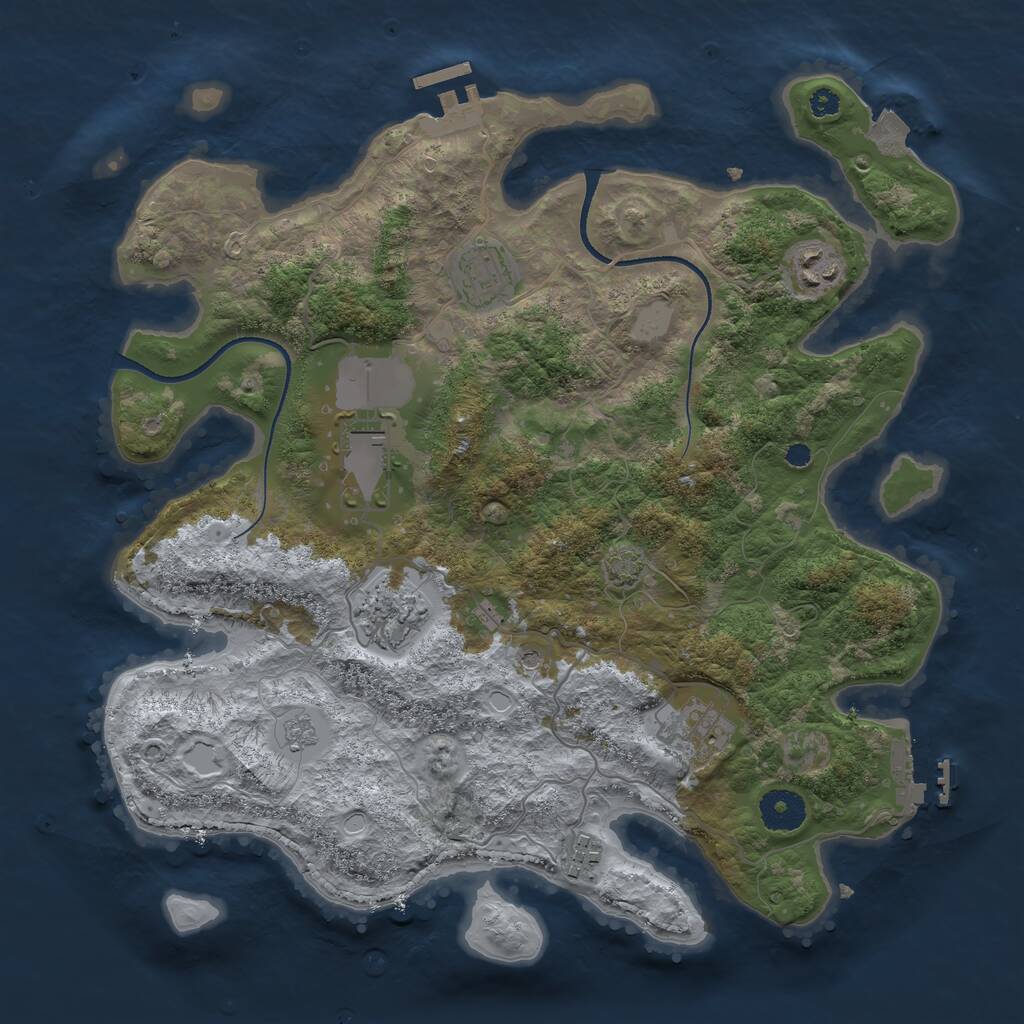 Rust Map: Procedural Map, Size: 3500, Seed: 314072, 12 Monuments