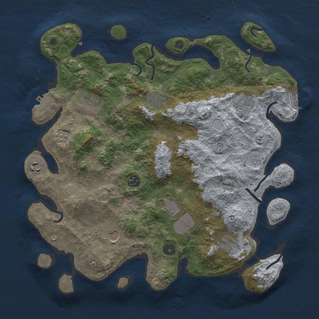 Rust Map: Procedural Map, Size: 3900, Seed: 214027, 16 Monuments