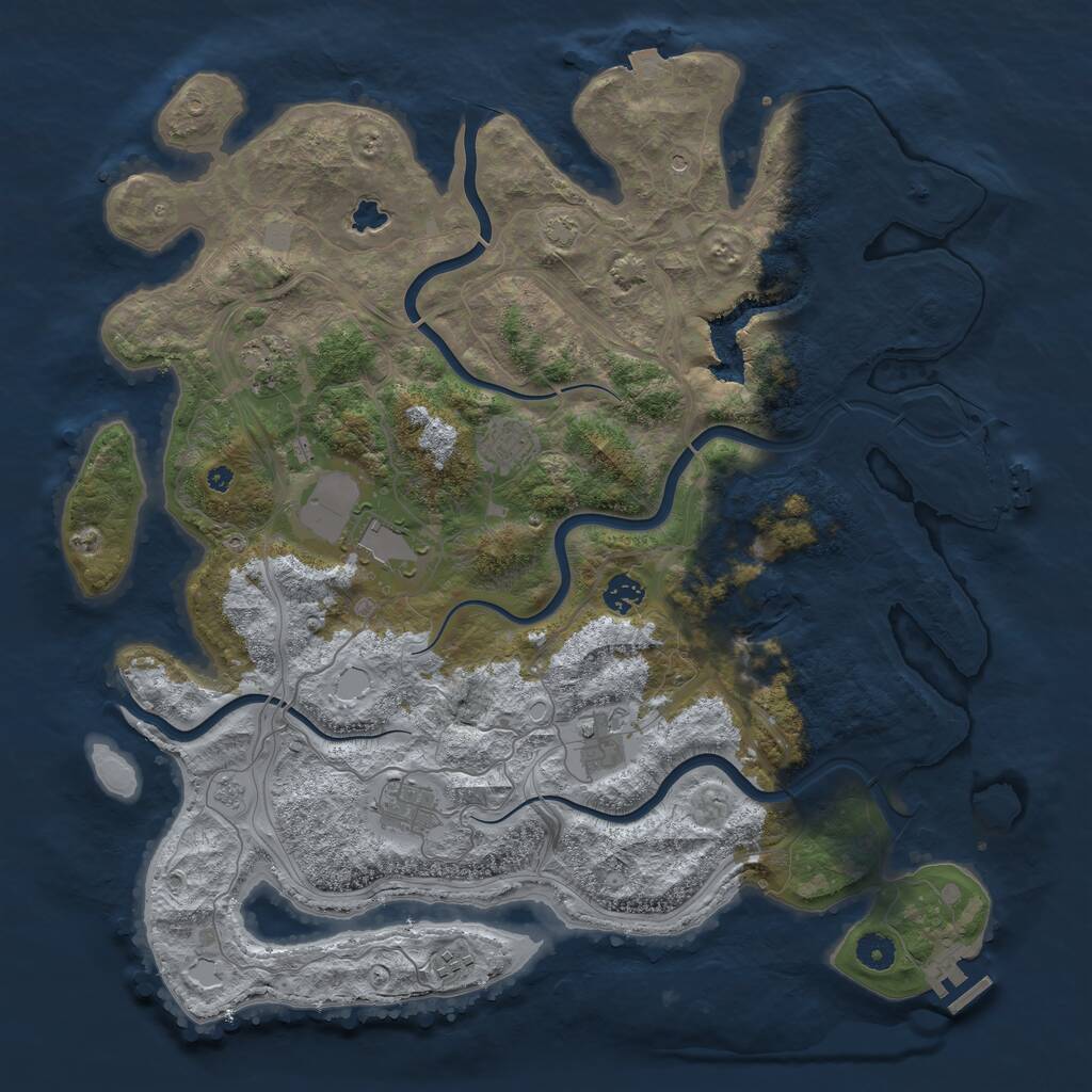Rust Map: Procedural Map, Size: 4300, Seed: 342976621, 13 Monuments