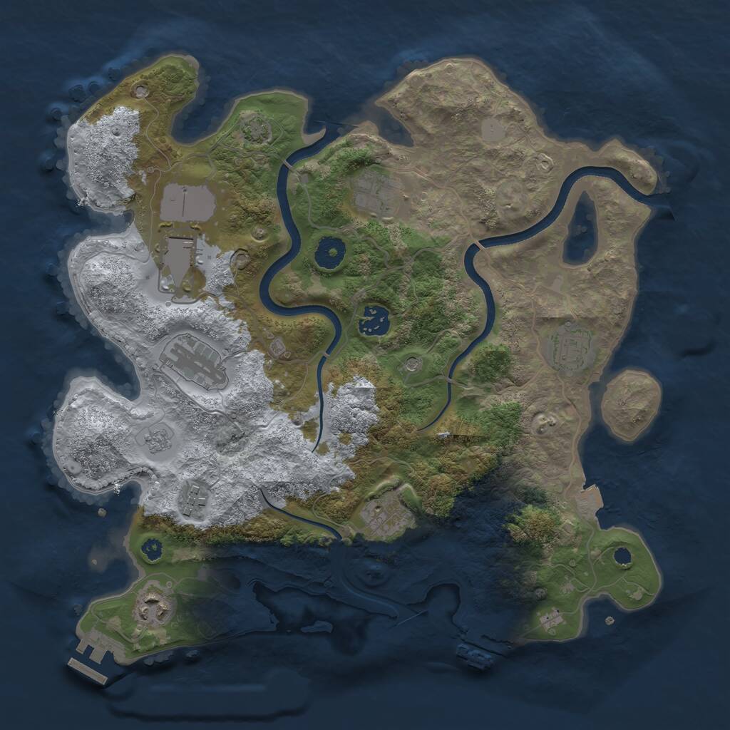 Rust Map: Procedural Map, Size: 3500, Seed: 207757, 14 Monuments
