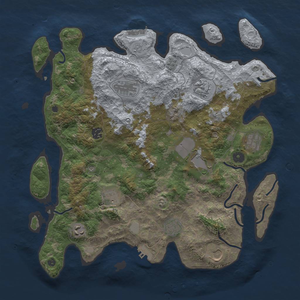 Rust Map: Procedural Map, Size: 3900, Seed: 320655, 17 Monuments