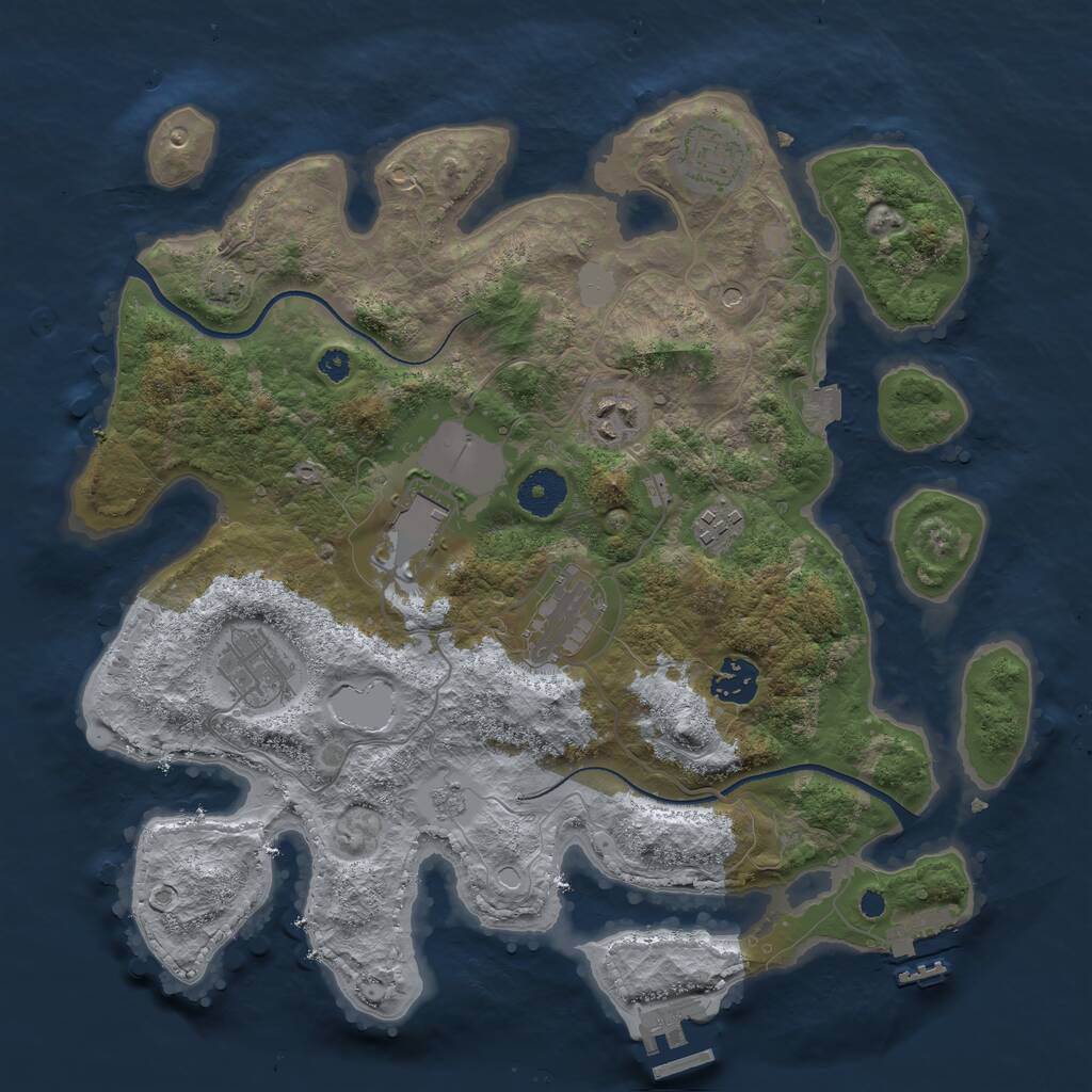 Rust Map: Procedural Map, Size: 3500, Seed: 470869074, 13 Monuments