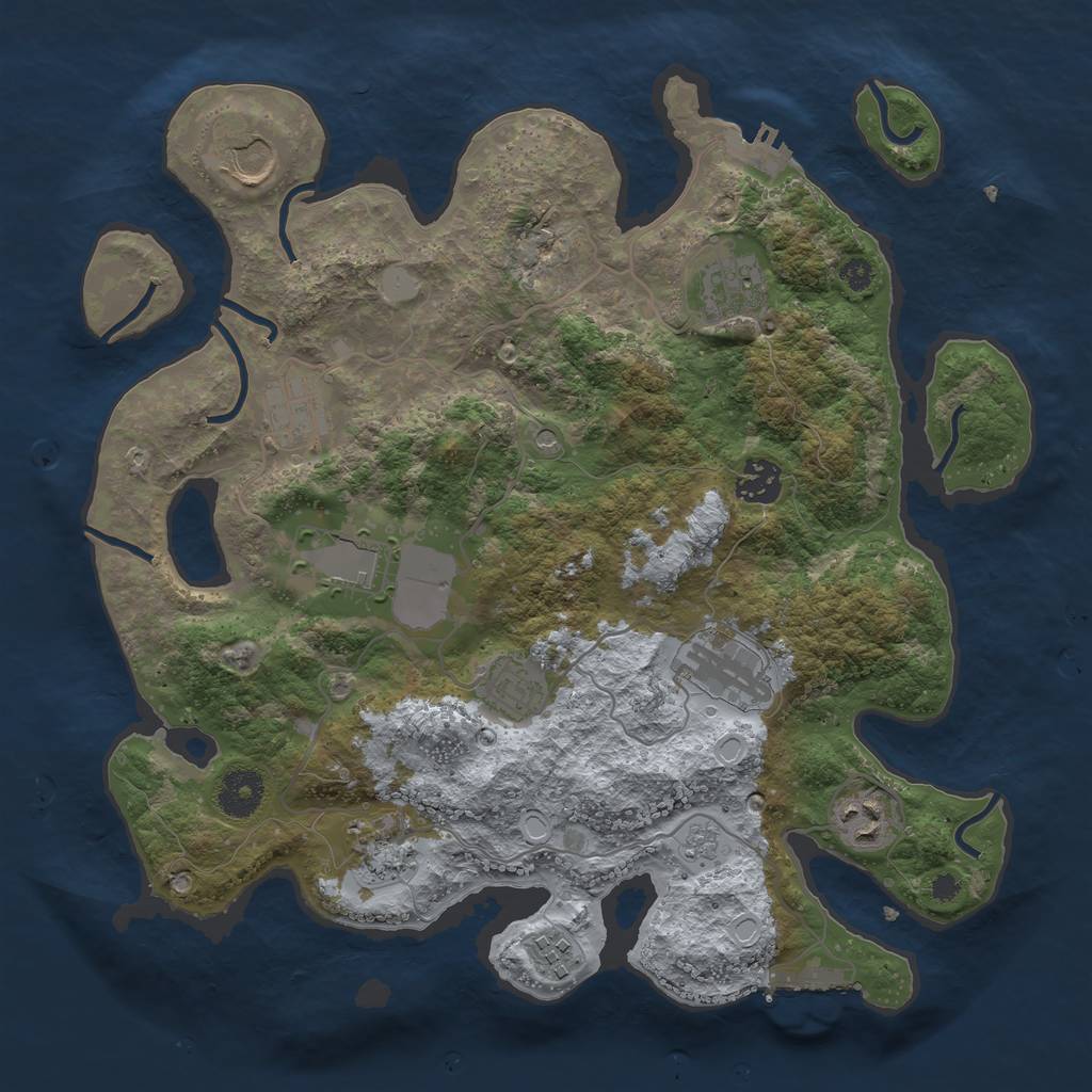 Rust Map: Procedural Map, Size: 3500, Seed: 2027201202, 17 Monuments