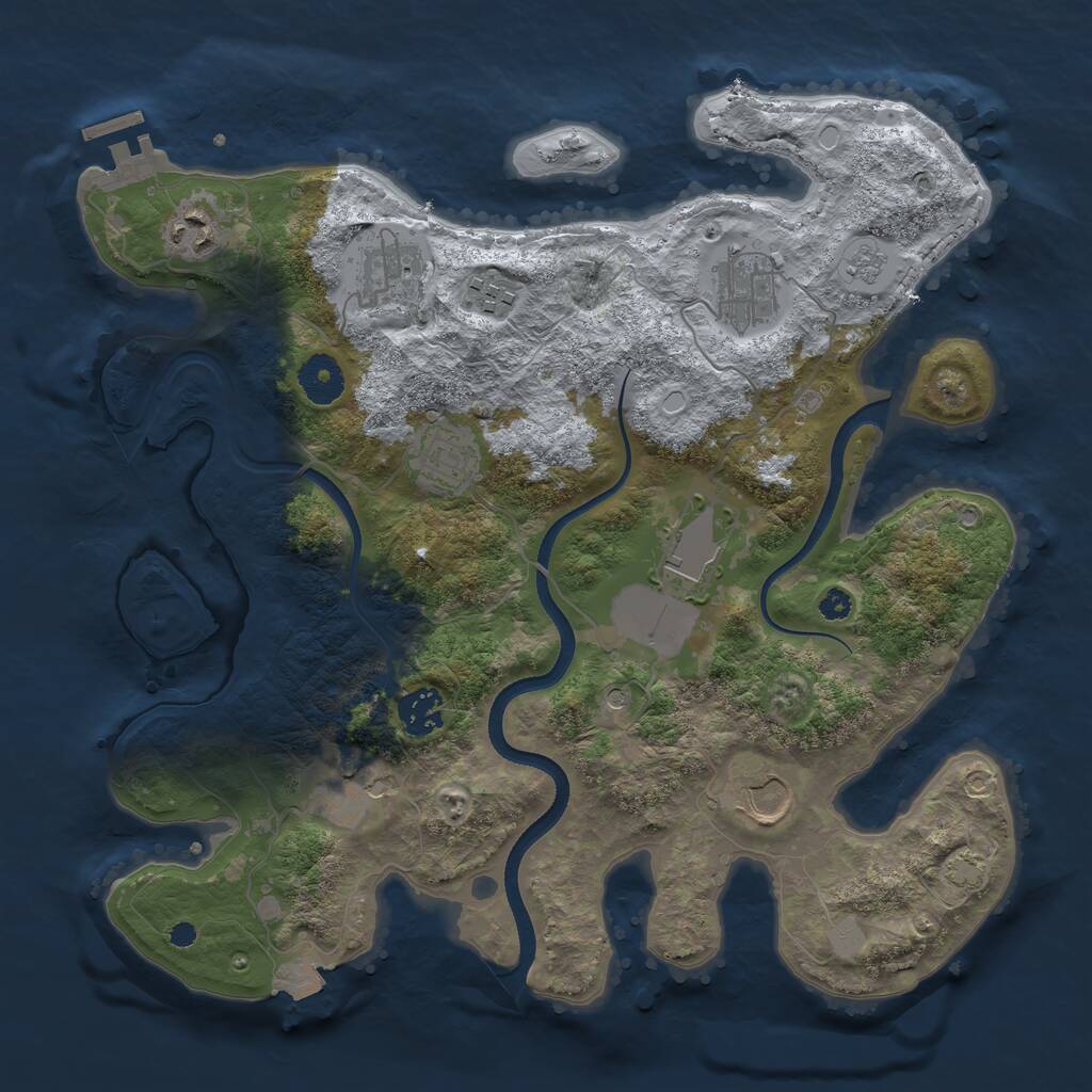 Rust Map: Procedural Map, Size: 3500, Seed: 46632224, 14 Monuments