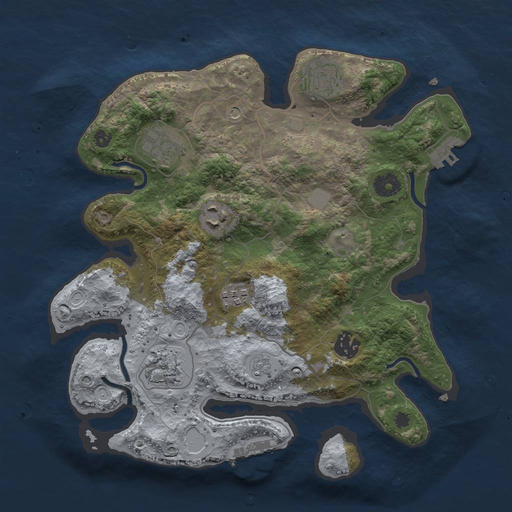 Rust Map: Procedural Map, Size: 3000, Seed: 1701118733, 13 Monuments