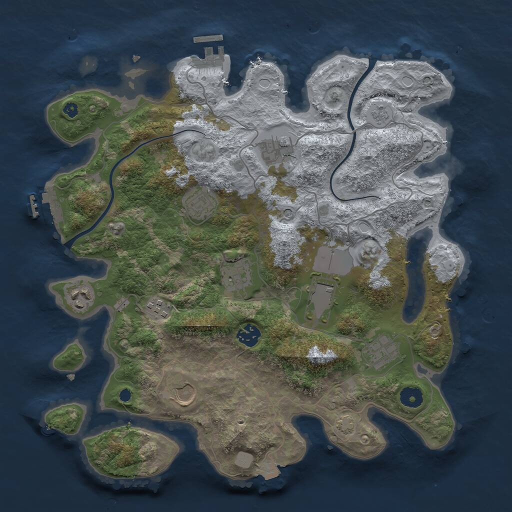 Rust Map: Procedural Map, Size: 3500, Seed: 1262526864, 15 Monuments