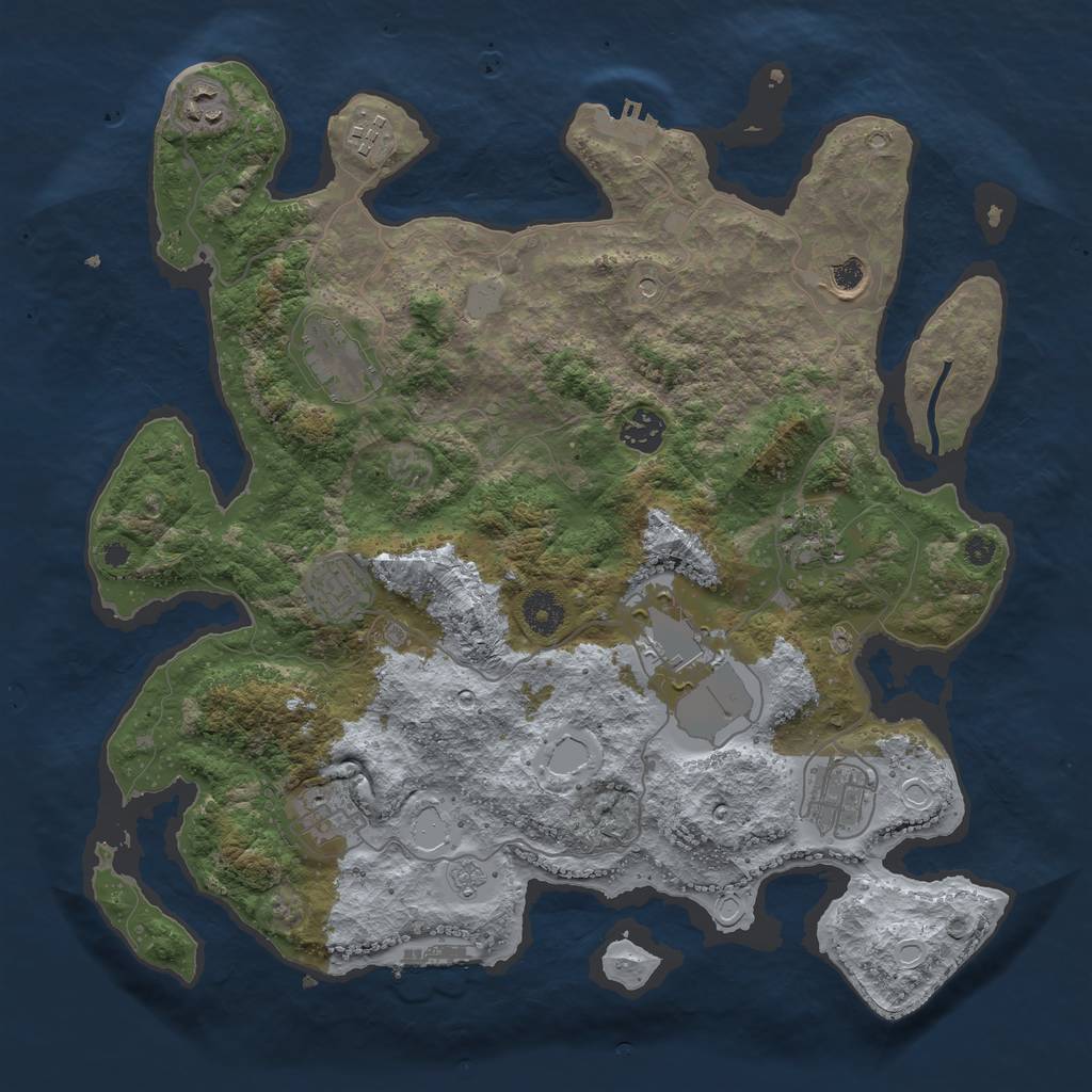 Rust Map: Procedural Map, Size: 3800, Seed: 1756194172, 17 Monuments