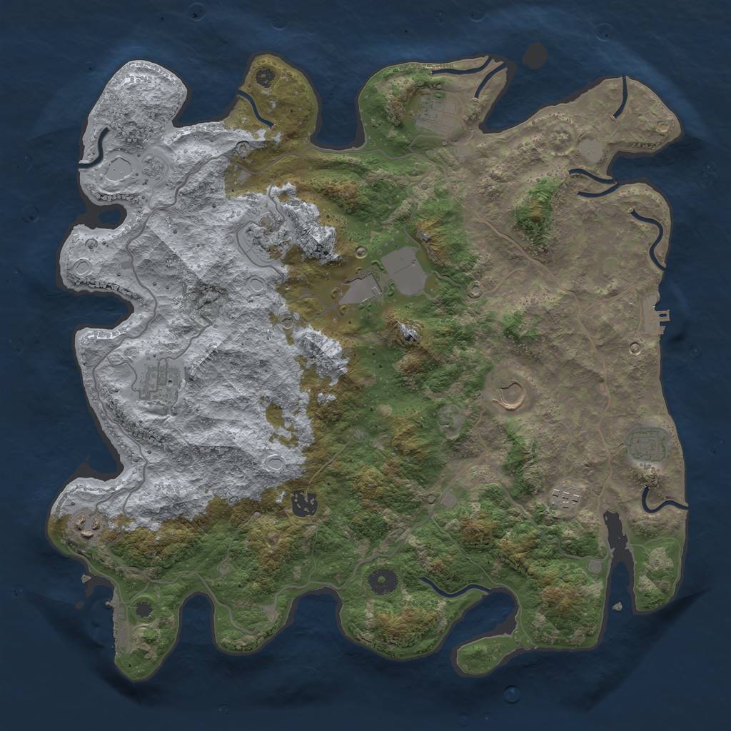 Rust Map: Procedural Map, Size: 4000, Seed: 10365786, 16 Monuments