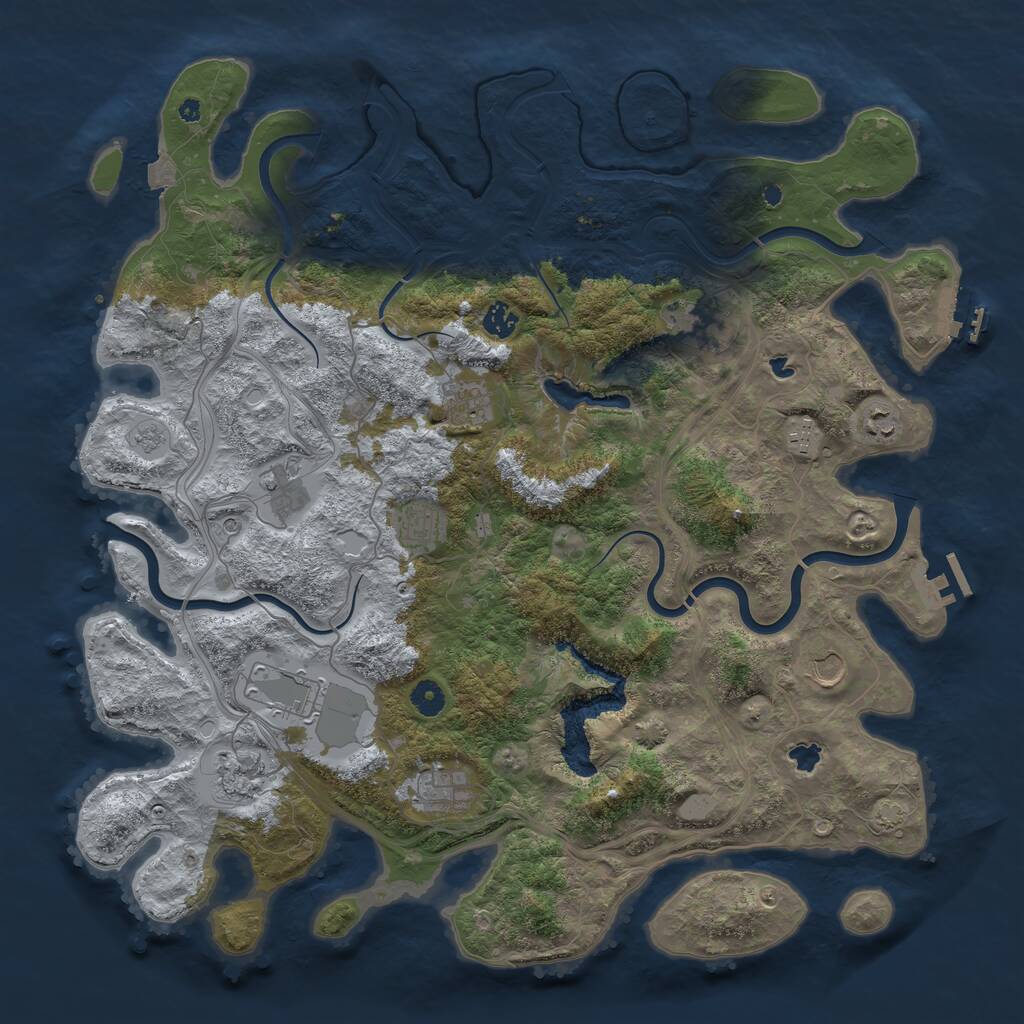Rust Map: Procedural Map, Size: 4500, Seed: 1647363040, 17 Monuments