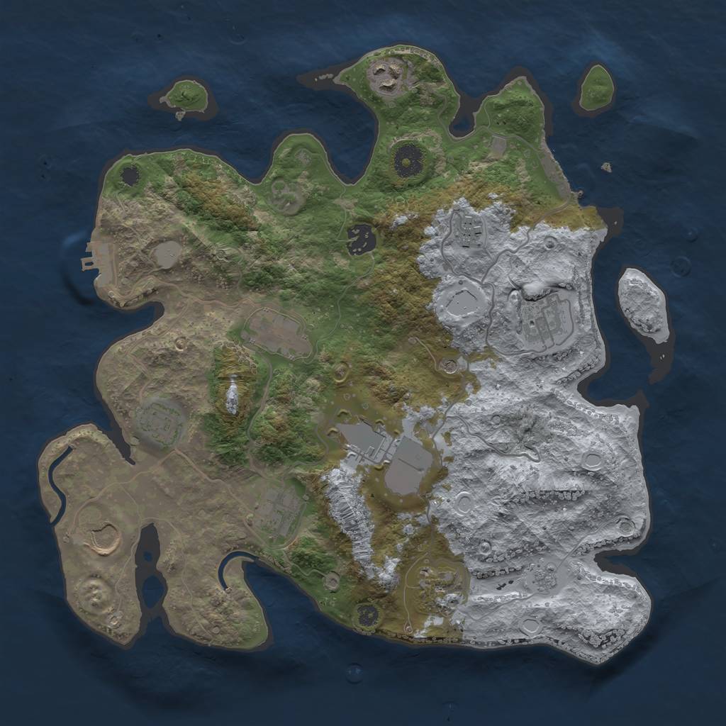 Rust Map: Procedural Map, Size: 3500, Seed: 587826464, 17 Monuments