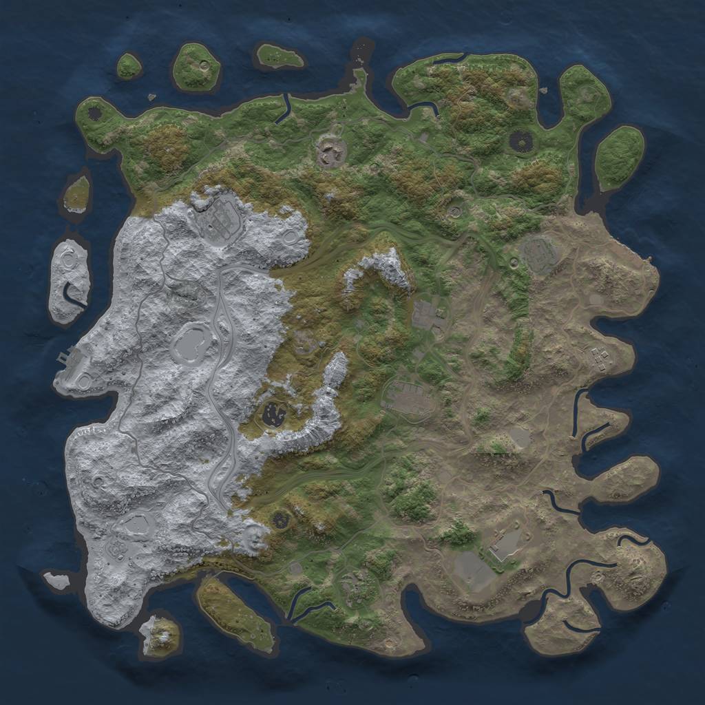Rust Map: Procedural Map, Size: 4500, Seed: 1245171540, 16 Monuments