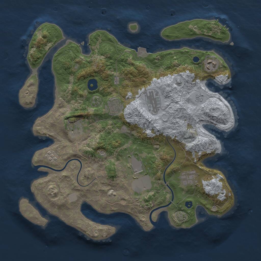 Rust Map: Procedural Map, Size: 3500, Seed: 1015777351, 11 Monuments
