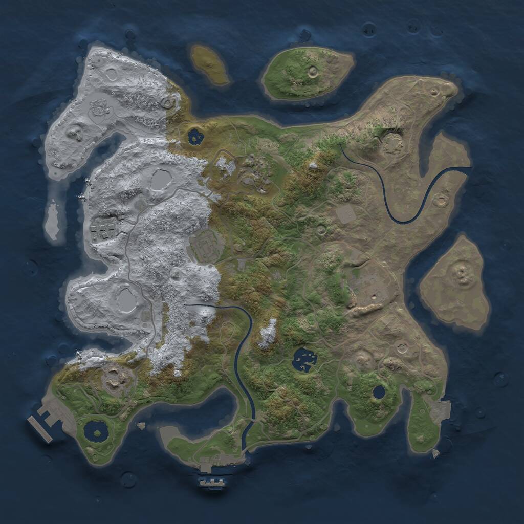 Rust Map: Procedural Map, Size: 3300, Seed: 51515, 12 Monuments