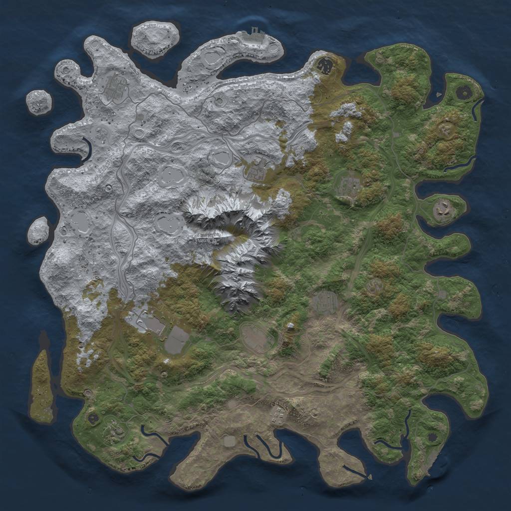 Rust Map: Procedural Map, Size: 5000, Seed: 1677704546, 17 Monuments