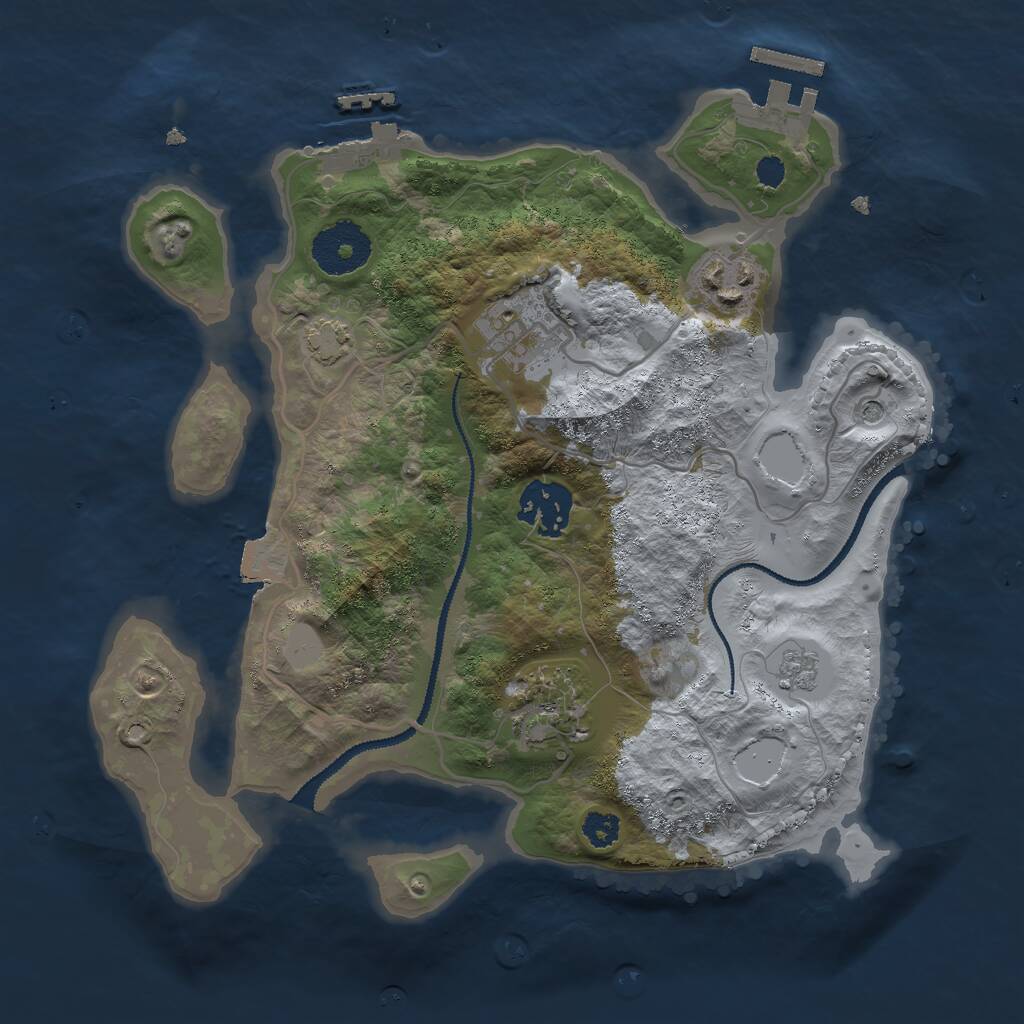 Rust Map: Procedural Map, Size: 2800, Seed: 128004439, 10 Monuments