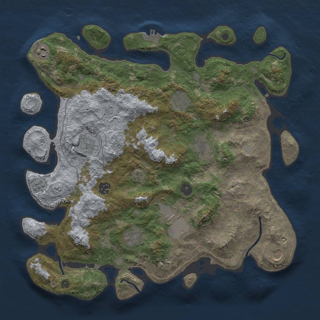 Rust Map: Procedural Map, Size: 4000, Seed: 65000, 15 Monuments