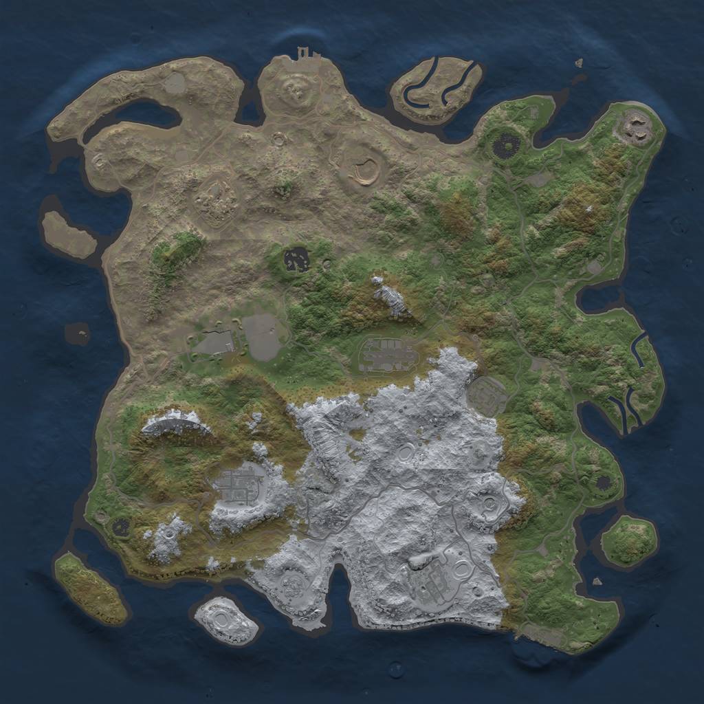 Rust Map: Procedural Map, Size: 4000, Seed: 8090, 16 Monuments