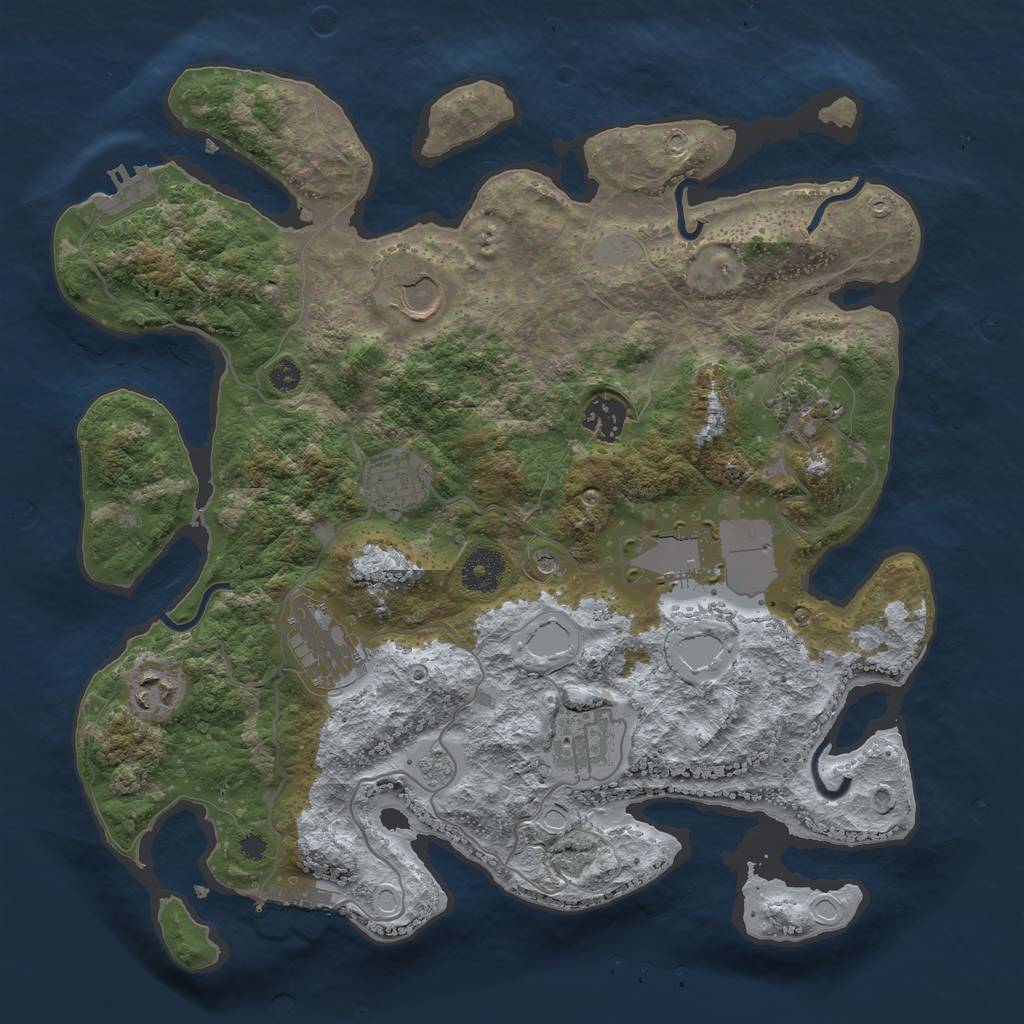 Rust Map: Procedural Map, Size: 3500, Seed: 979716250, 15 Monuments