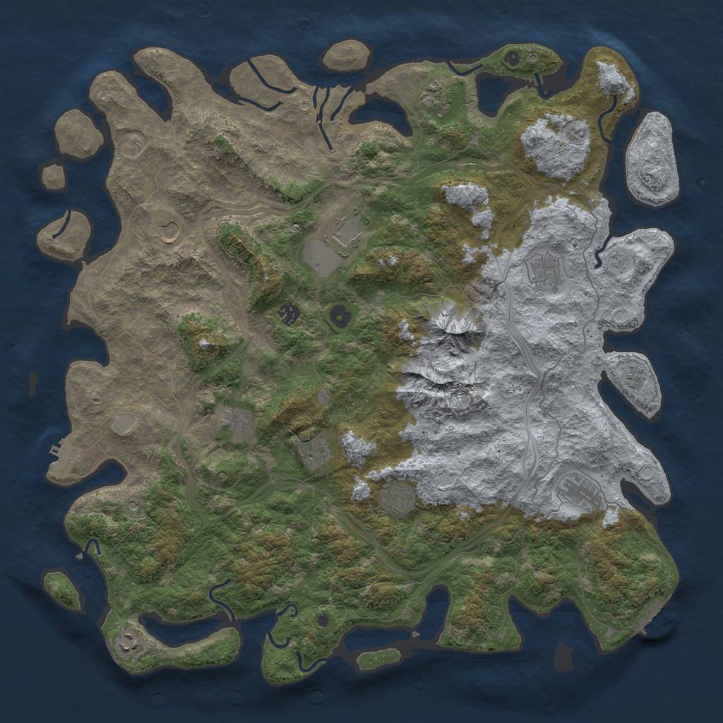 Rust Map: Procedural Map, Size: 5000, Seed: 1927587999, 18 Monuments