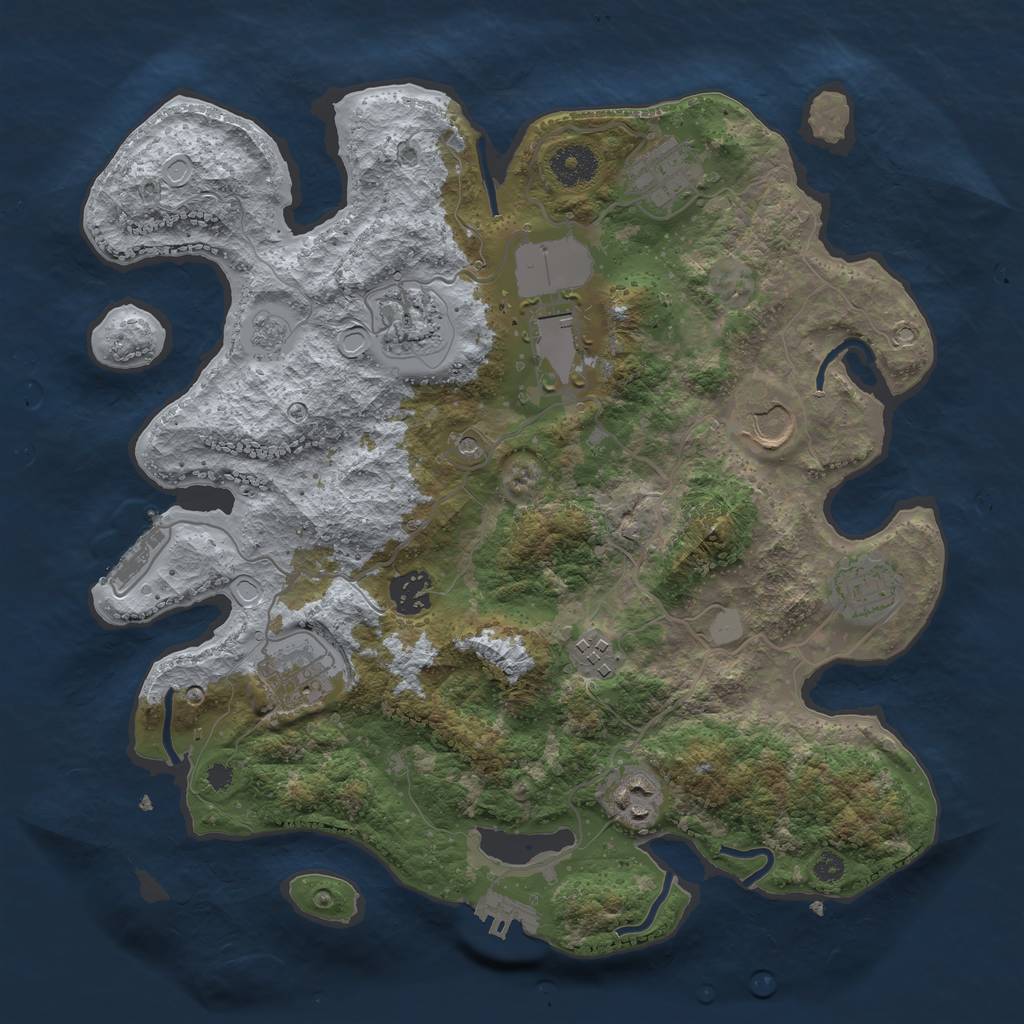 Rust Map: Procedural Map, Size: 3500, Seed: 756463, 16 Monuments
