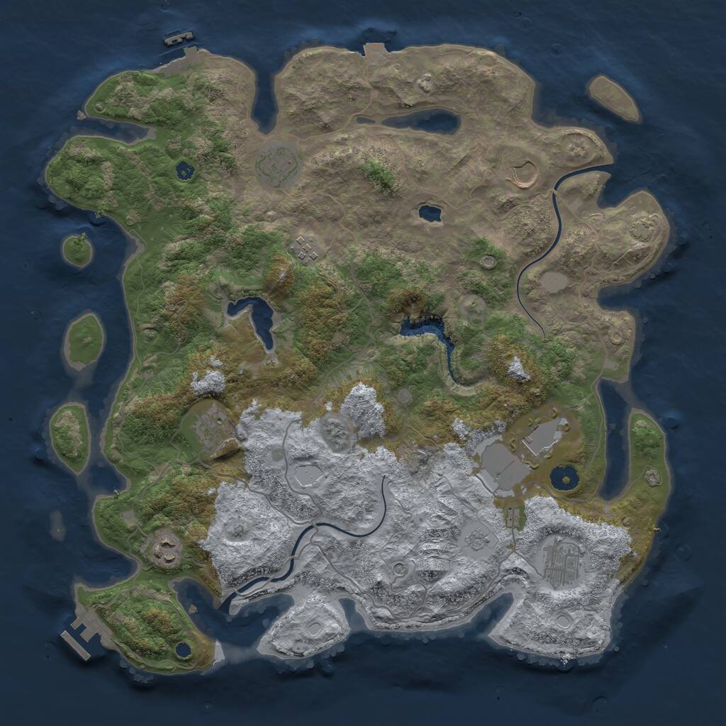 Rust Map: Procedural Map, Size: 4000, Seed: 99887766, 13 Monuments