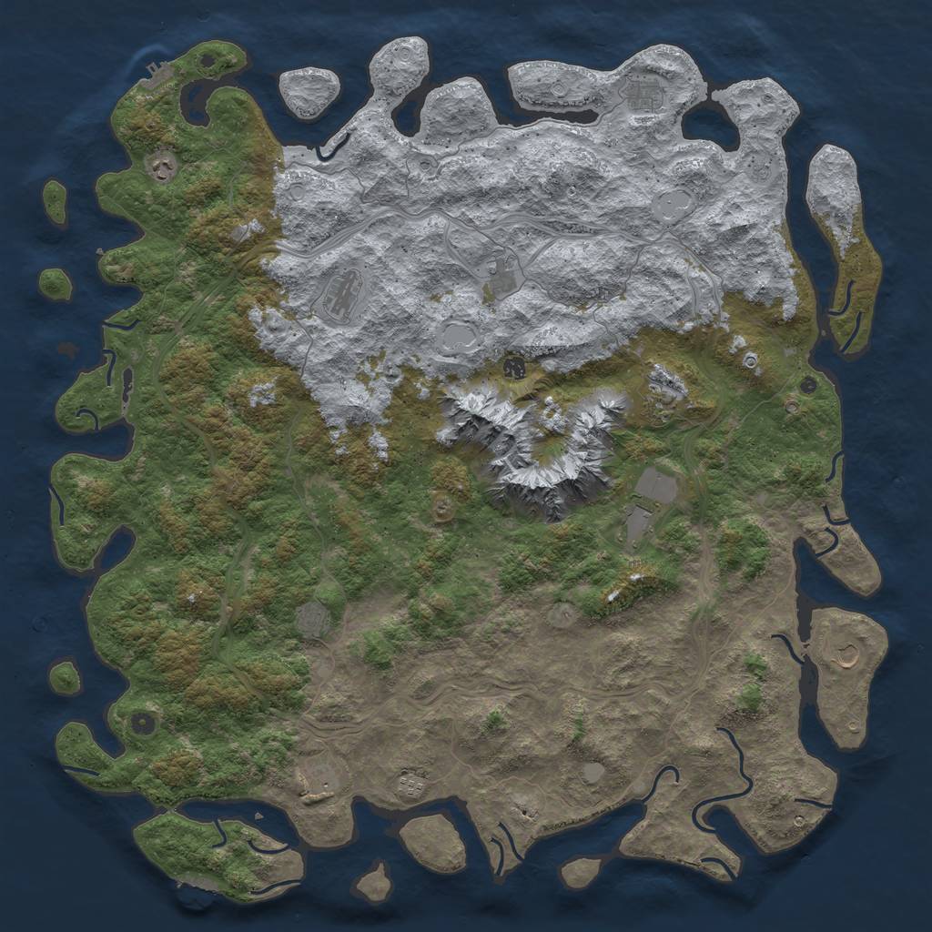 Rust Map: Procedural Map, Size: 6000, Seed: 28344754, 18 Monuments