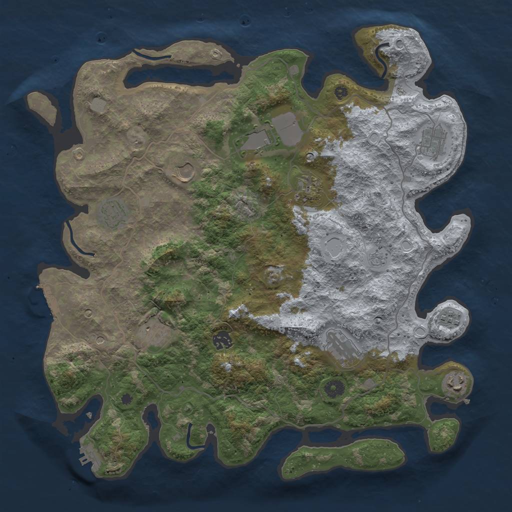 Rust Map: Procedural Map, Size: 4000, Seed: 1820673700, 17 Monuments