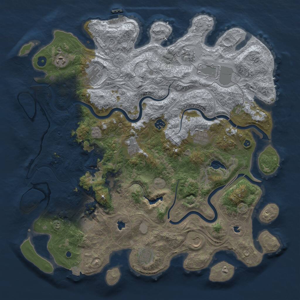 Rust Map: Procedural Map, Size: 4500, Seed: 1420725420, 16 Monuments