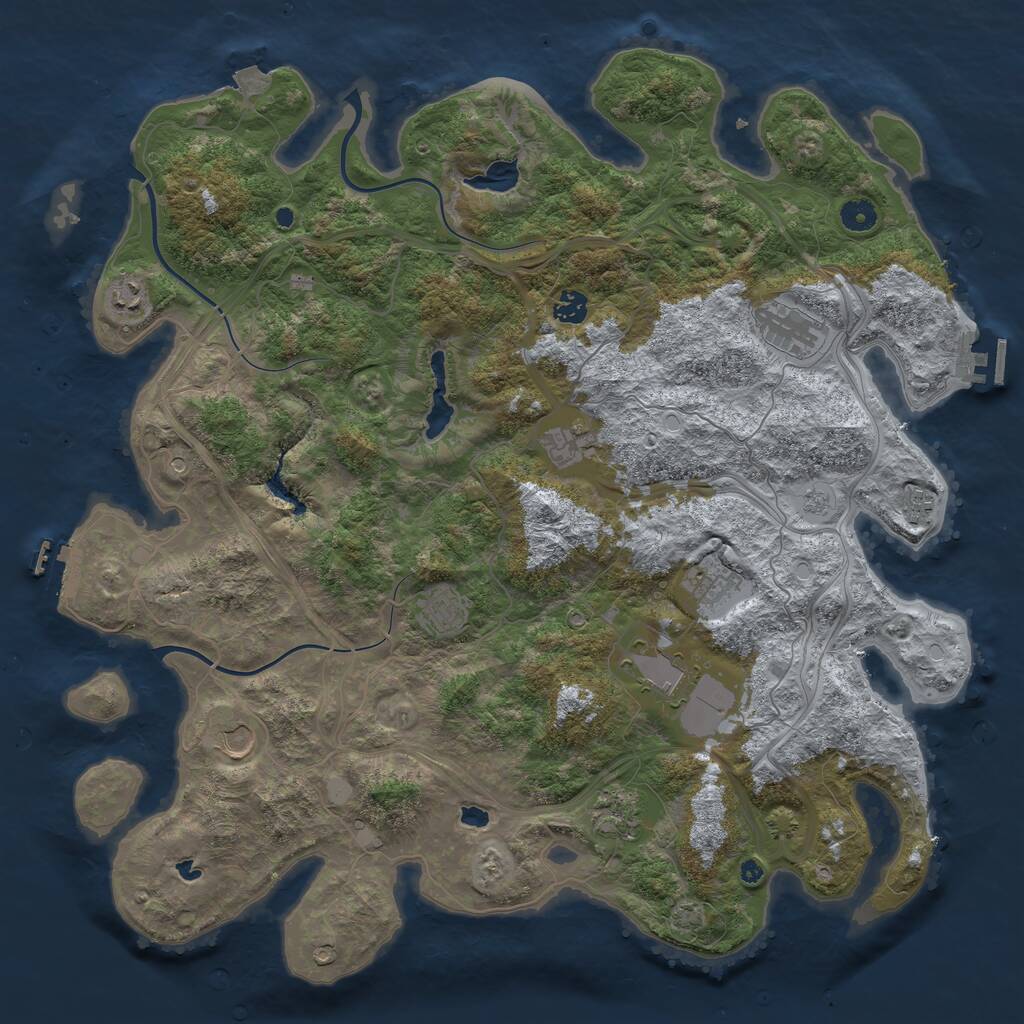 Rust Map: Procedural Map, Size: 4500, Seed: 841401349, 16 Monuments