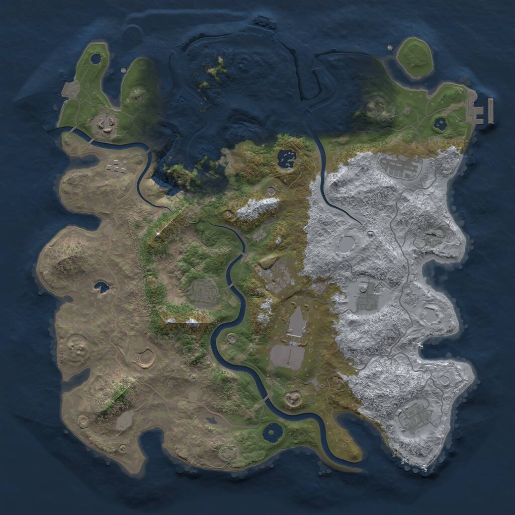 Rust Map: Procedural Map, Size: 4000, Seed: 1039508121, 16 Monuments