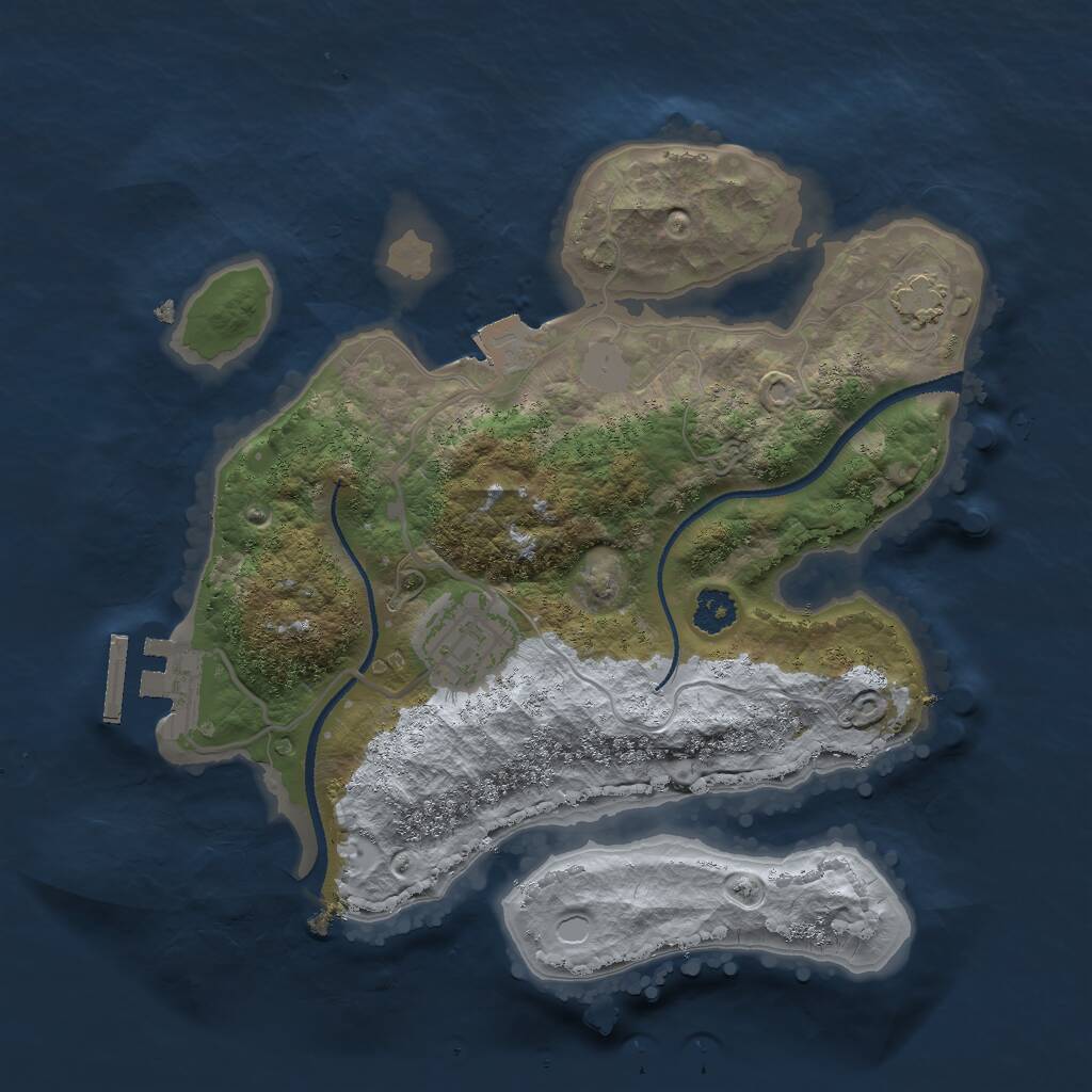 Rust Map: Procedural Map, Size: 2500, Seed: 880903, 4 Monuments